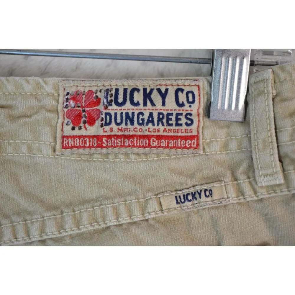 Lucky Brand Dungarees Wonder Jeans Women's 0/25 Long Length Tan Distressed Jeans